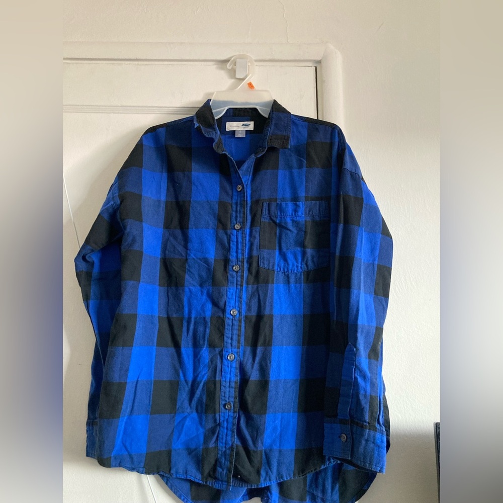 Old Navy Blue and Black Checkered Shirt